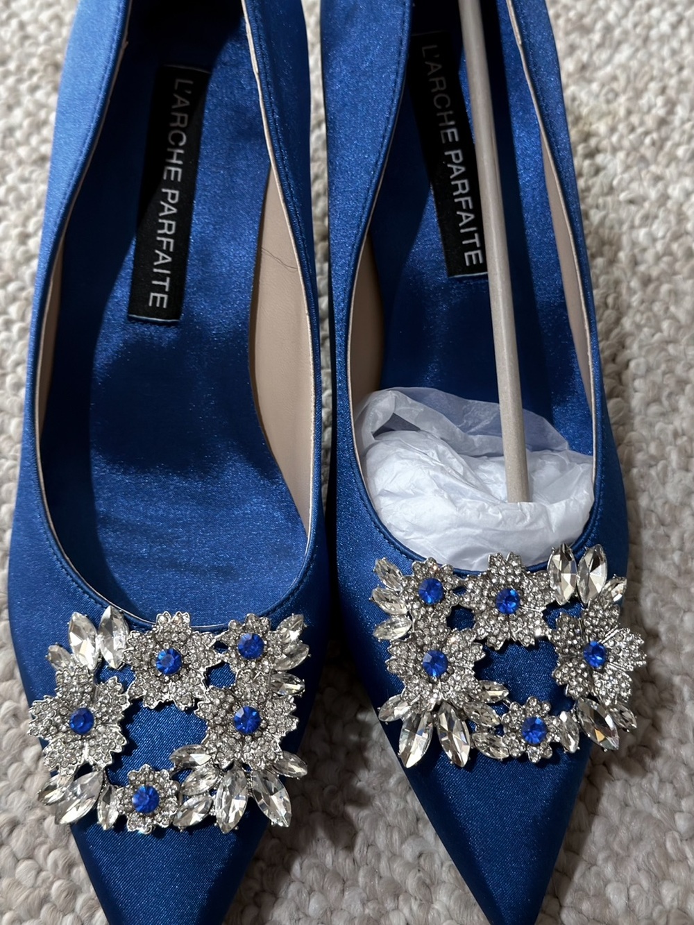 Women's Electric Blue Satin Pumps by Michele